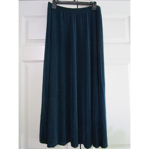 Womens Large Blue Maxi Skirt Pull On Flowy Boho Casual Soft Stretchy - Picture 1 of 9